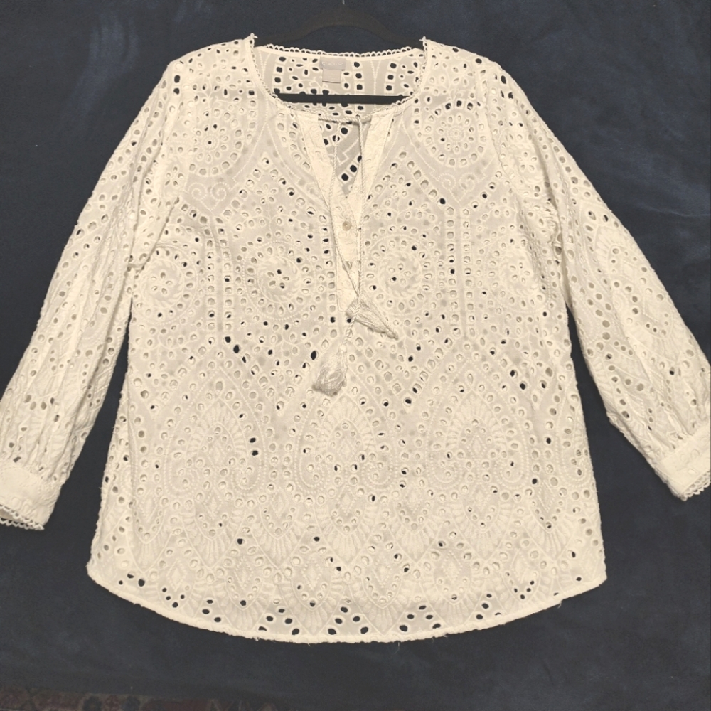 Chico's white eyelet blouse, size 2 (12)